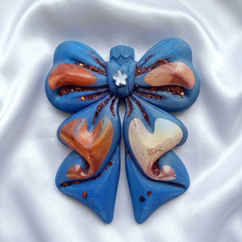 Large 3-D Dream bow clip (Red, blue, glitter)