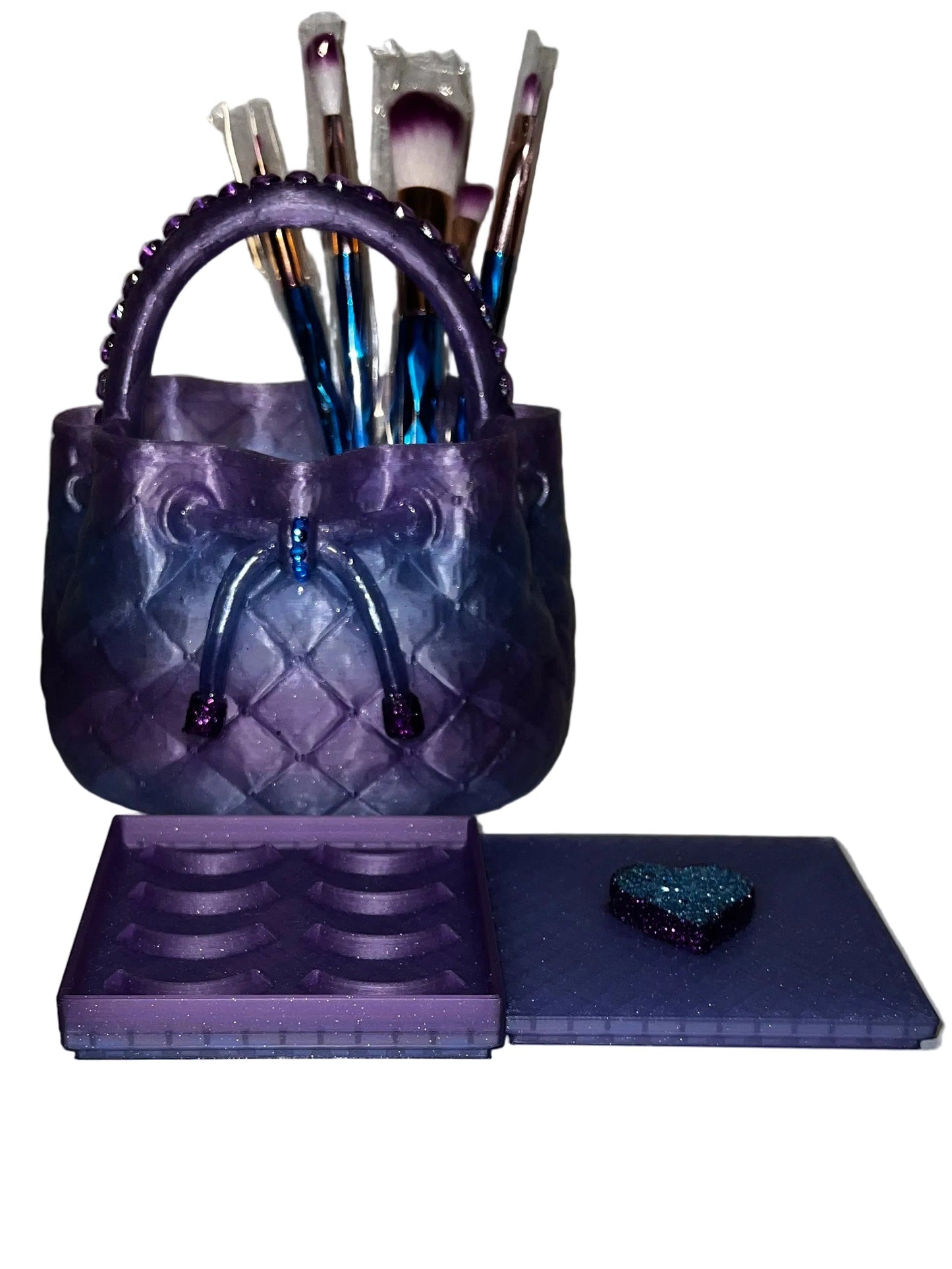 Sparkle and shine duo makeup brush & lash case.
