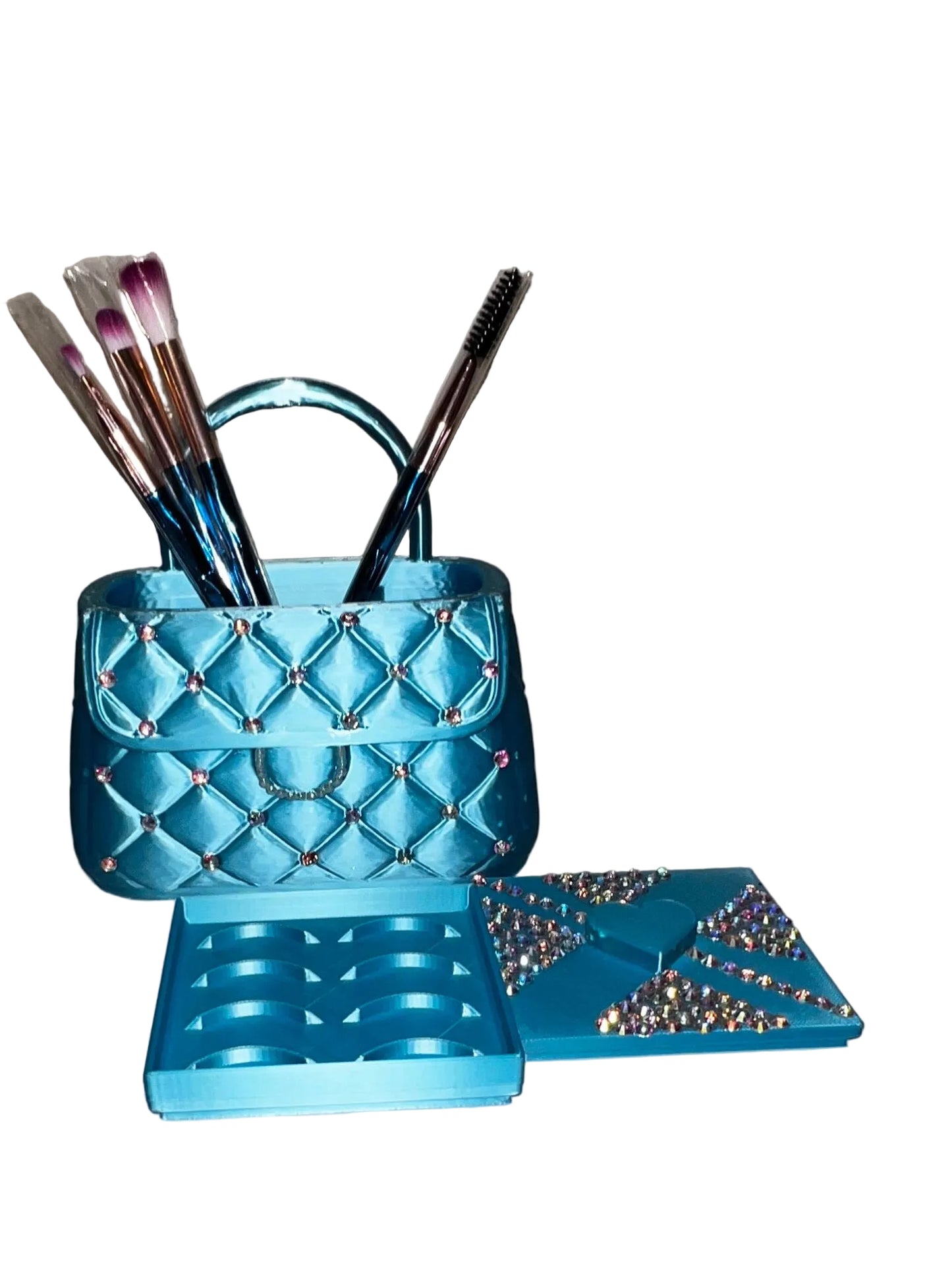 Sparkle and shine duo makeup brush & lash case.
