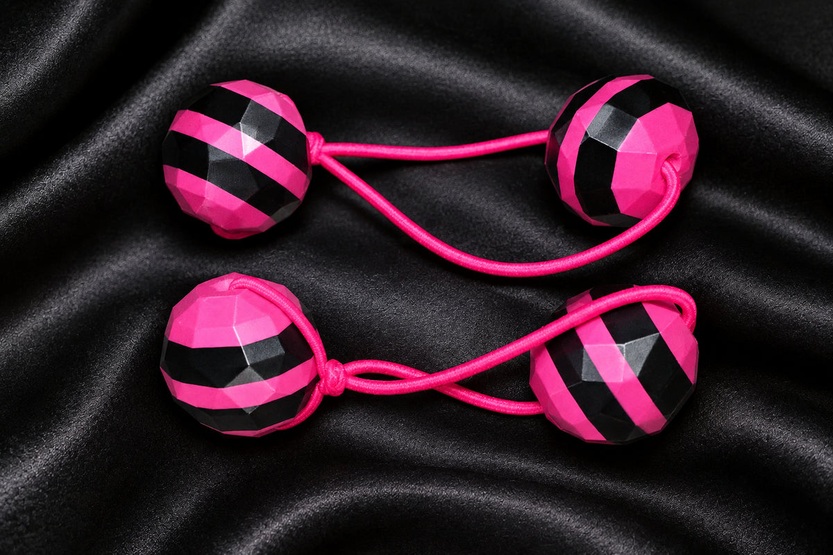 Sphere Ponytail holder (lg)pink, blk, purple mix