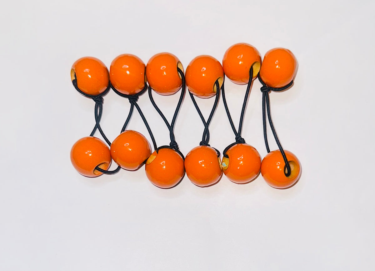 Wooden ponytail holder beadette set (orange)