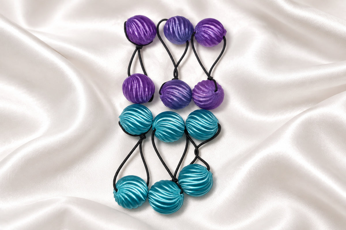 Small swirl drop ponytail holder (blue, Purple)