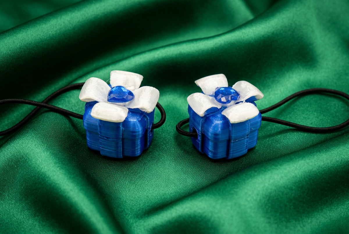 Princess gift box ponytail holder's (blue, white, red)