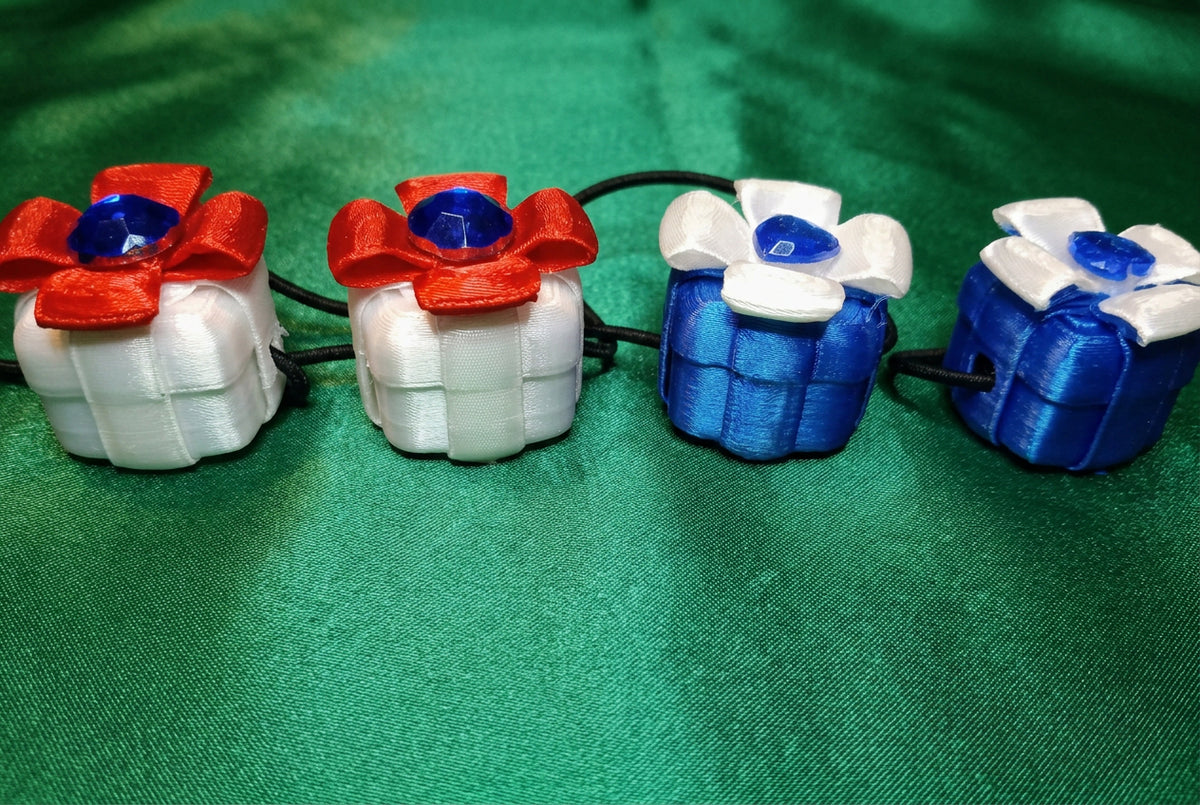 Princess gift box ponytail holder's (blue, white, red)