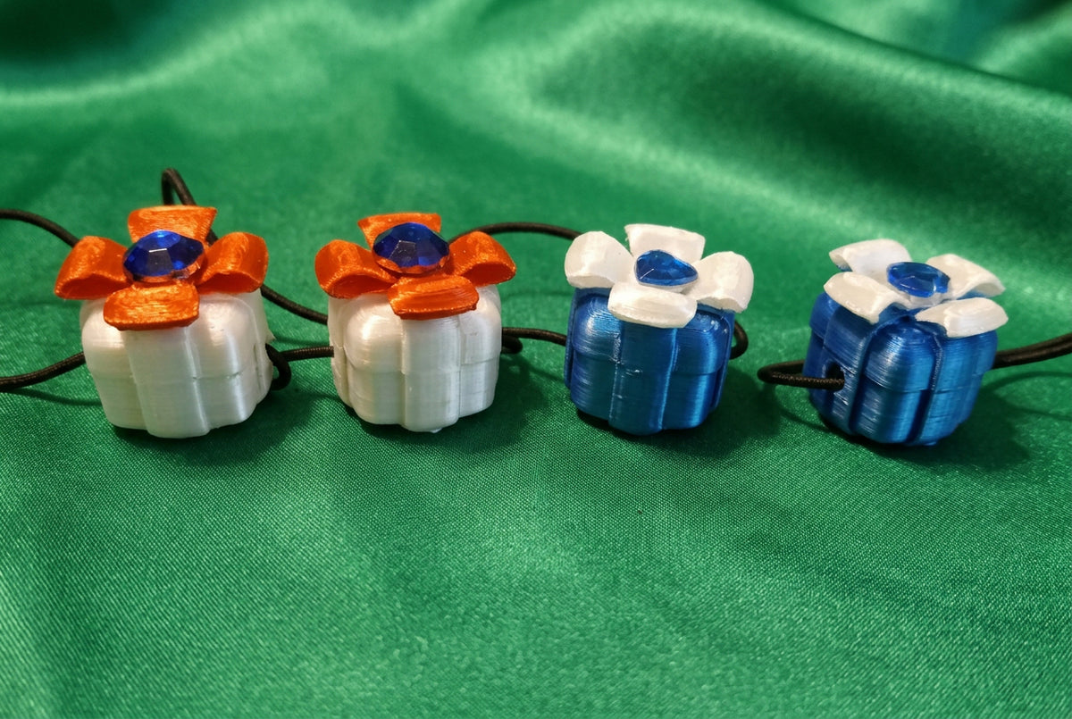Princess gift box ponytail holder's (blue, white, red)