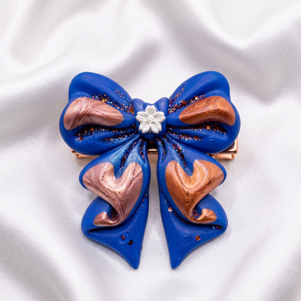 Large 3-D Dream bow clip (Red, blue, glitter)