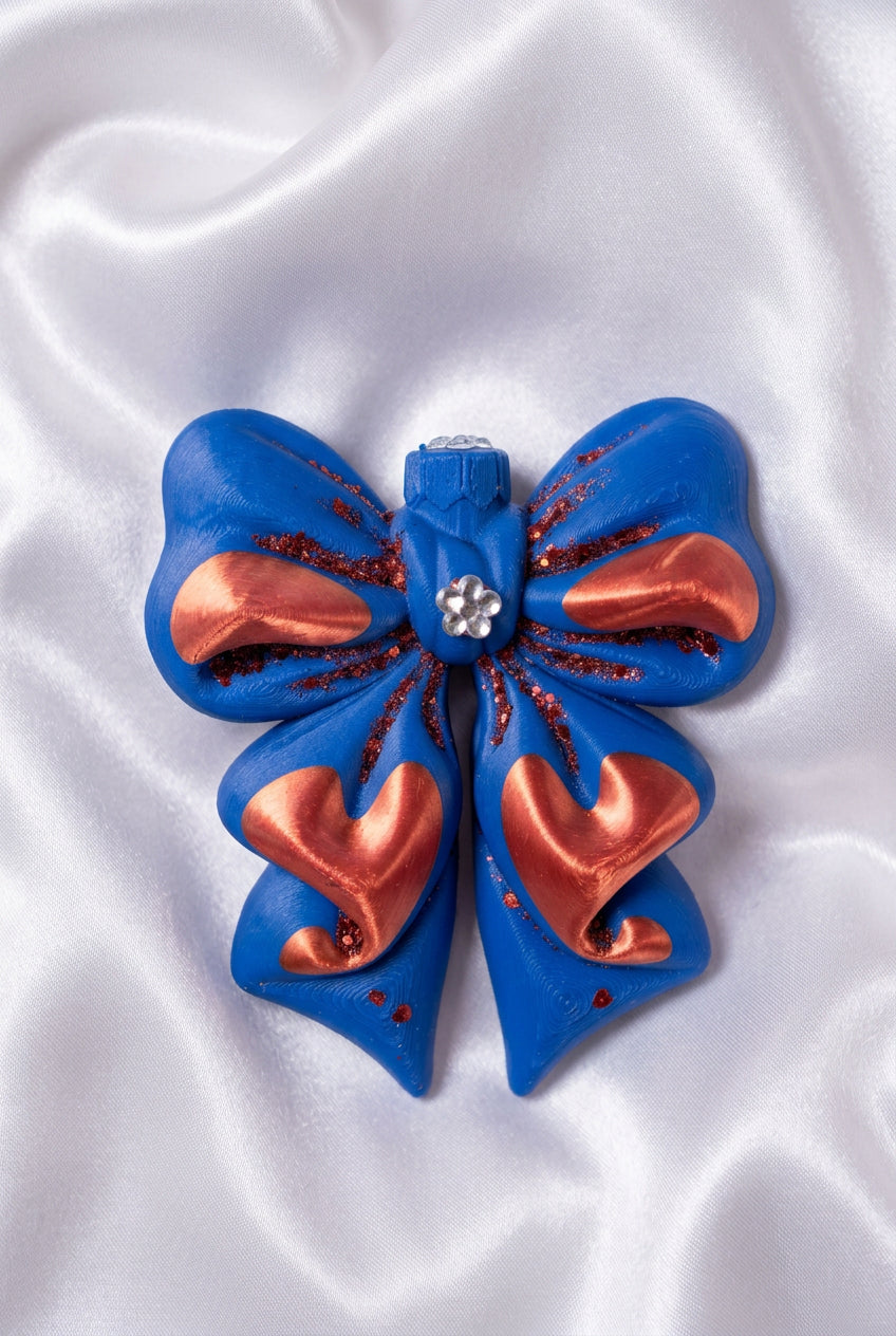 Large 3-D Dream bow clip (Red, blue, glitter)