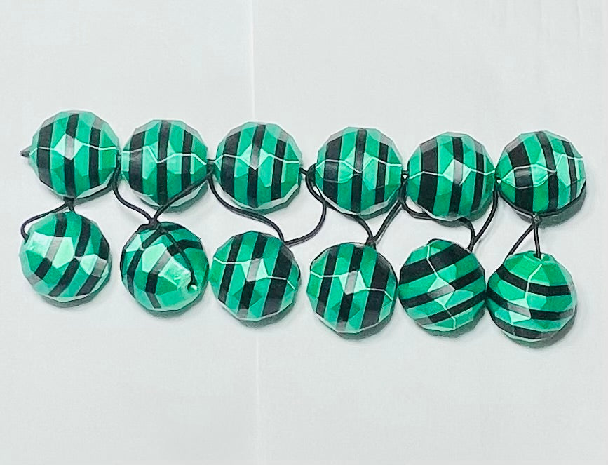Sphere Ponytail holder beadette set (lg) green & black