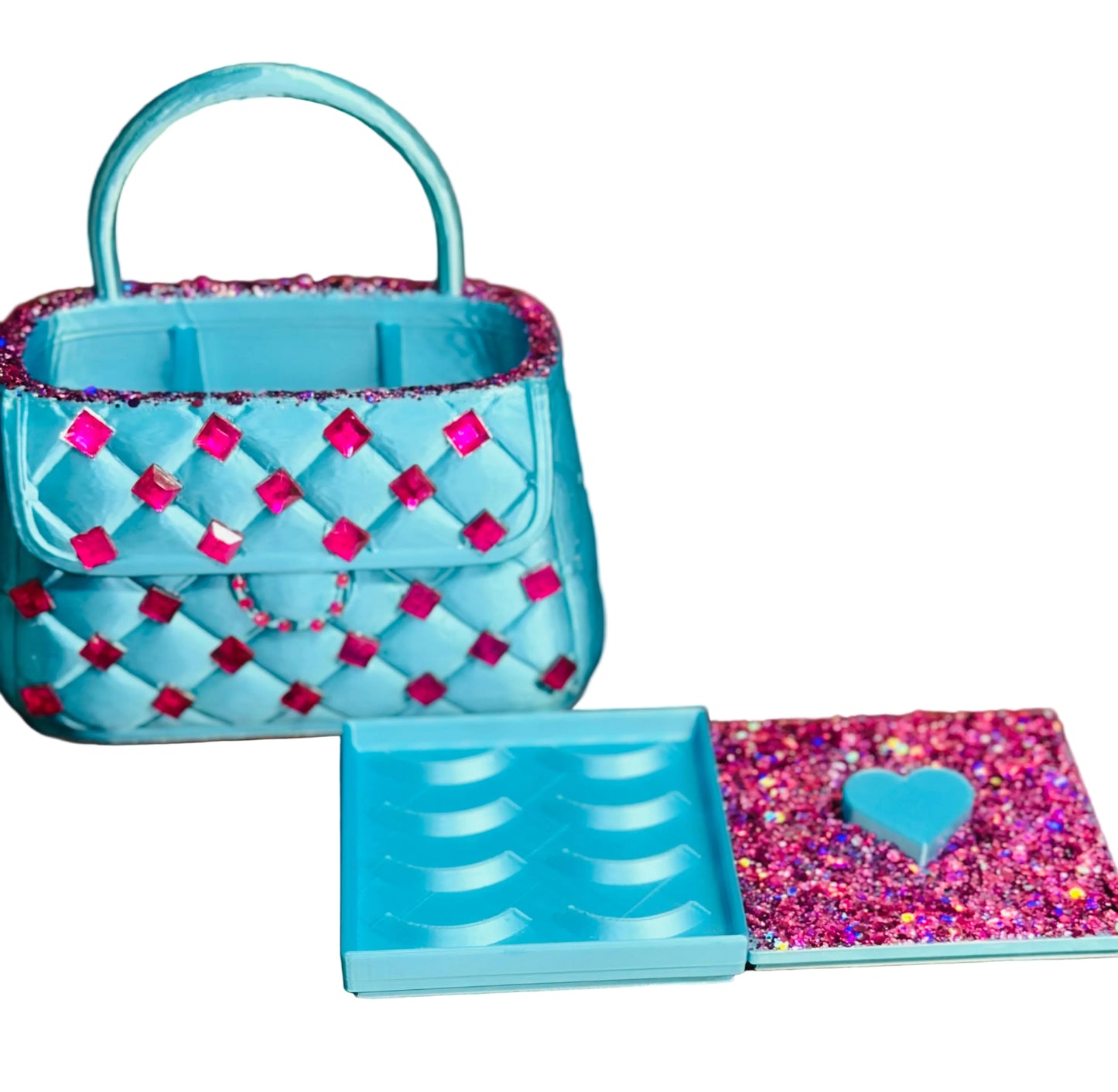Sparkle and shine duo makeup brush & lash case.￼
