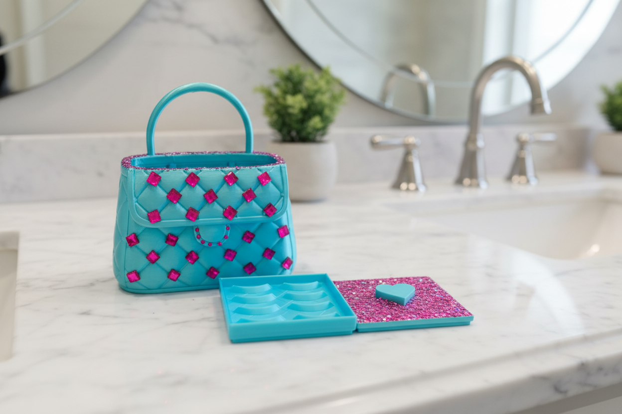 Sparkle and shine duo makeup brush & lash case.￼