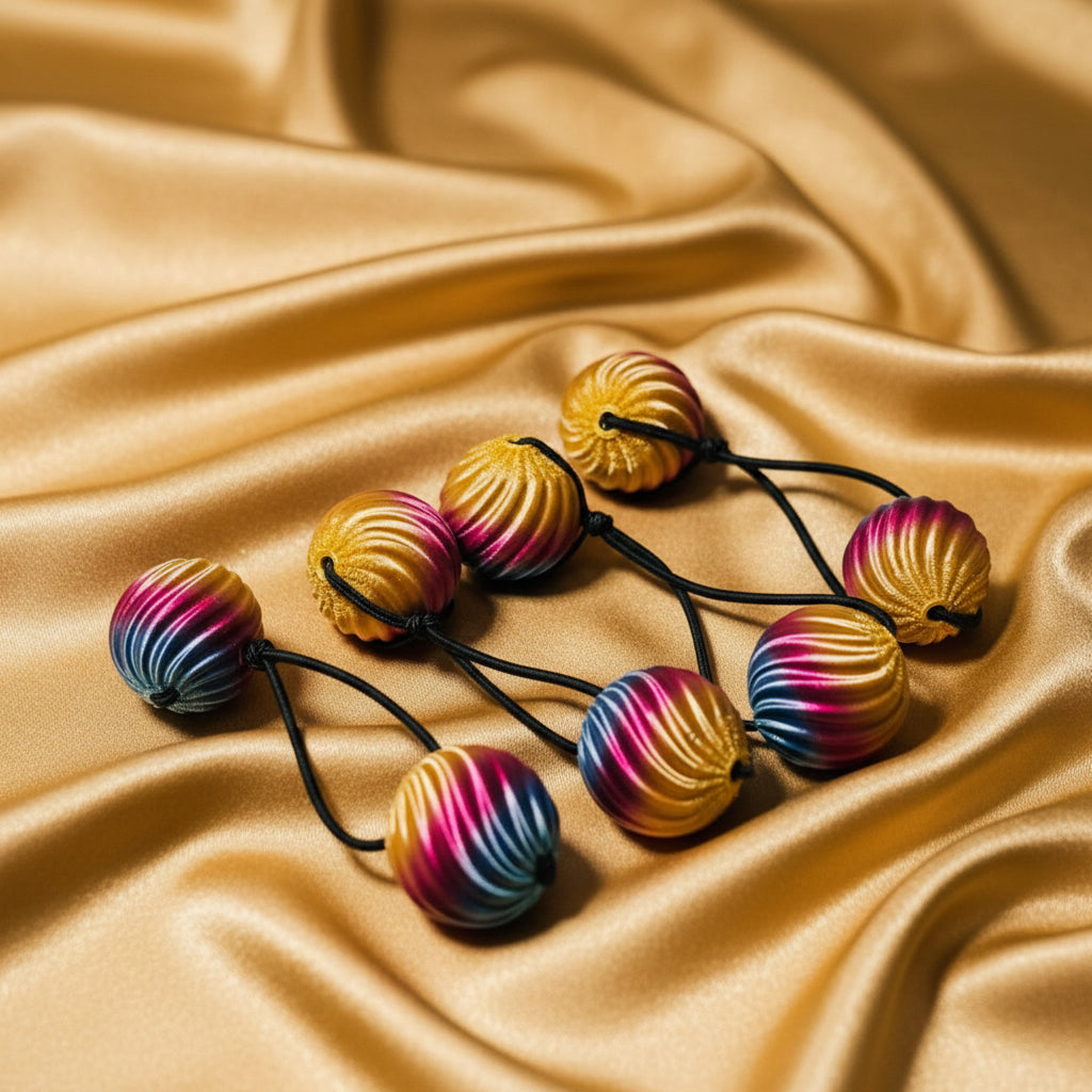6. Small pop loop ponytail holders (ombré gold,purple,blue)