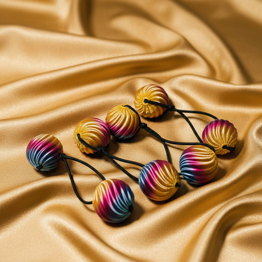 Small swirl drop ponytail holders (ombré gold,purple,blue)