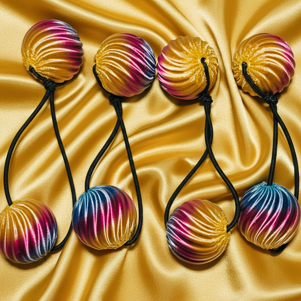 6. Small pop loop ponytail holders (ombré gold,purple,blue)