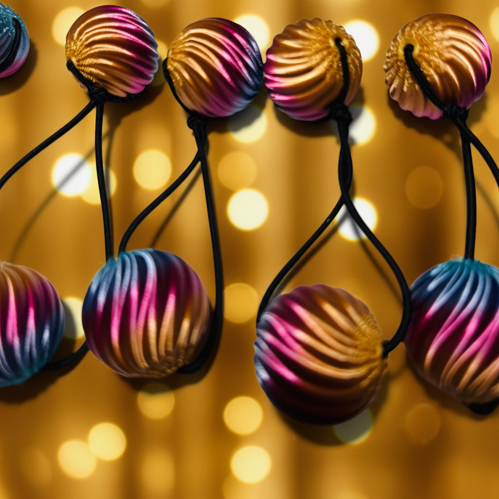 6. Small pop loop ponytail holders (ombré gold,purple,blue)