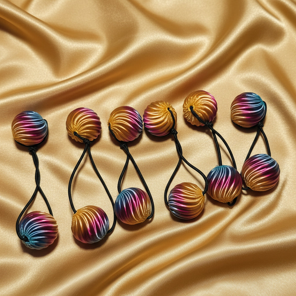 6. Small pop loop ponytail holders (ombré gold,purple,blue)