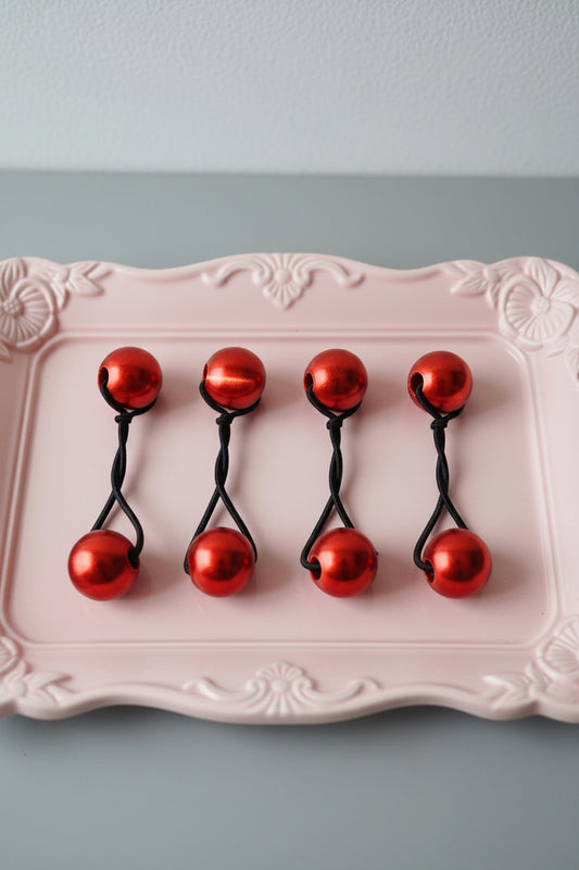 6. Small pop loop ponytail holder red, gold blend