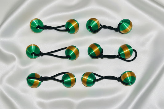 6.small pop loop ponytail holder, beadette set.
