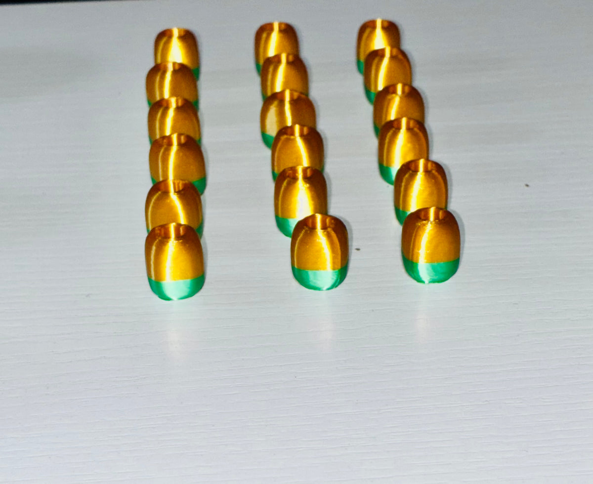 Sphere Ponytail holder & beadette set (lg)green & gold