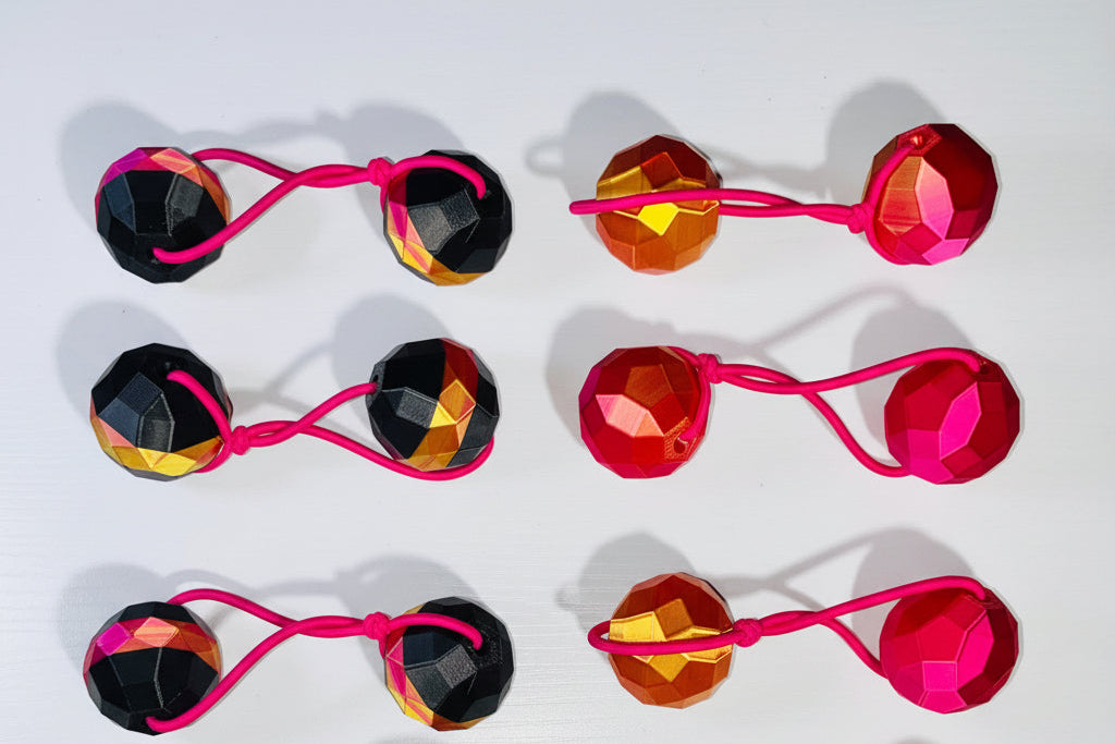Sphere Ponytail holder set (lg)pink, blk,gold mix