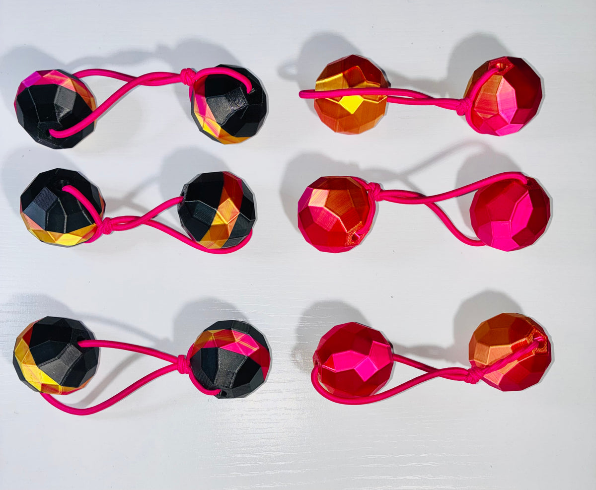 Sphere Ponytail holder set (lg)pink, blk,gold mix