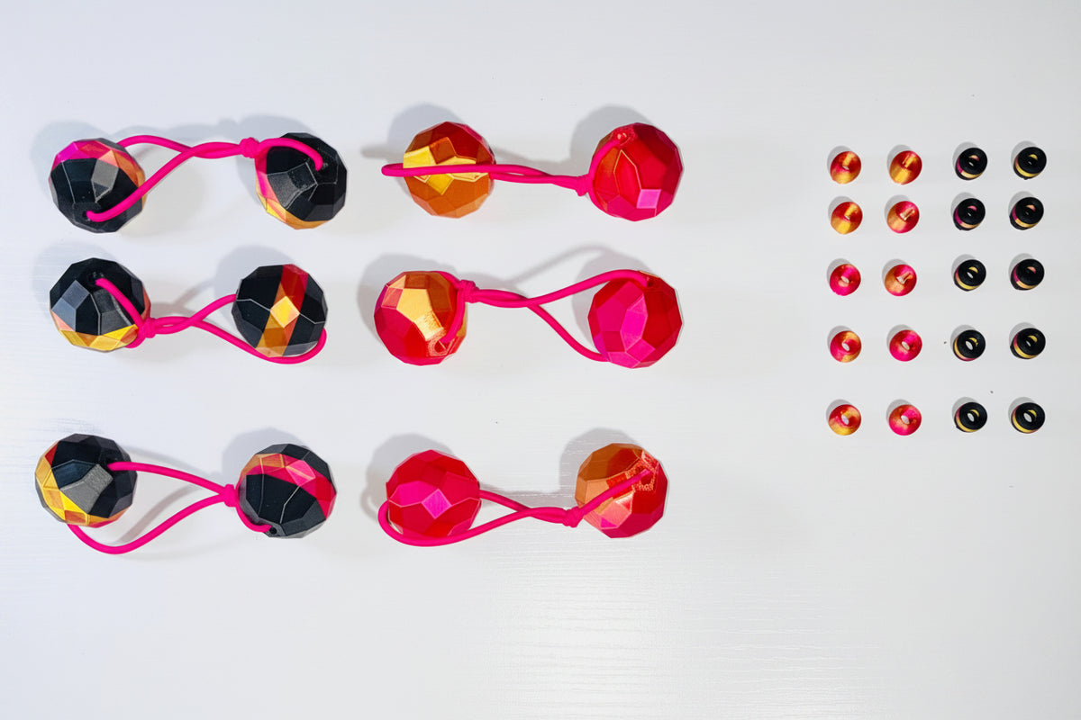 Sphere Ponytail holder set (lg)pink, blk,gold mix