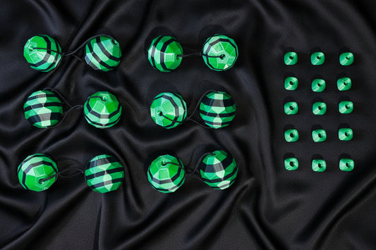 Sphere Ponytail holder beadette set (lg) green & black