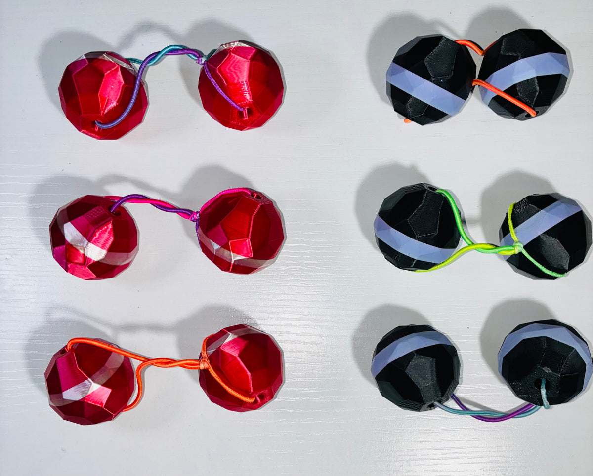 Sphere Ponytail holder (lg)ruby red, lavender, blk.
