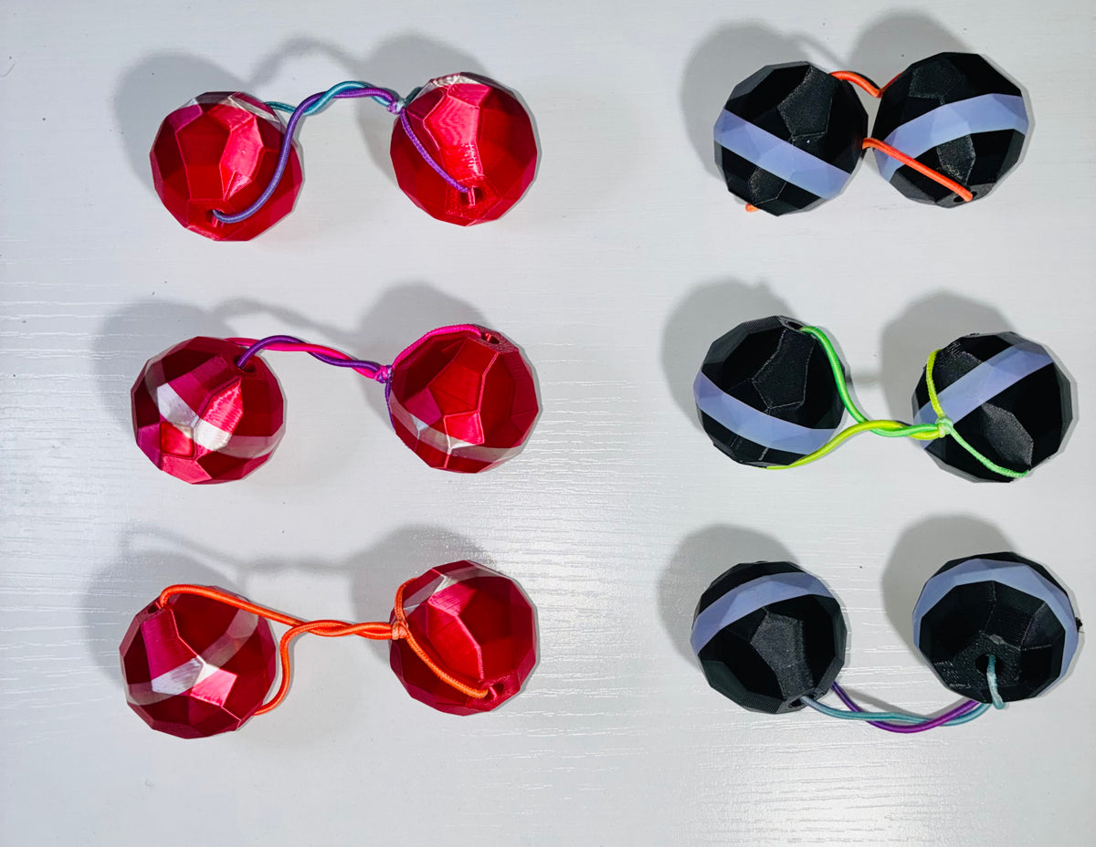 Sphere Ponytail holder (lg)ruby red, lavender, blk.