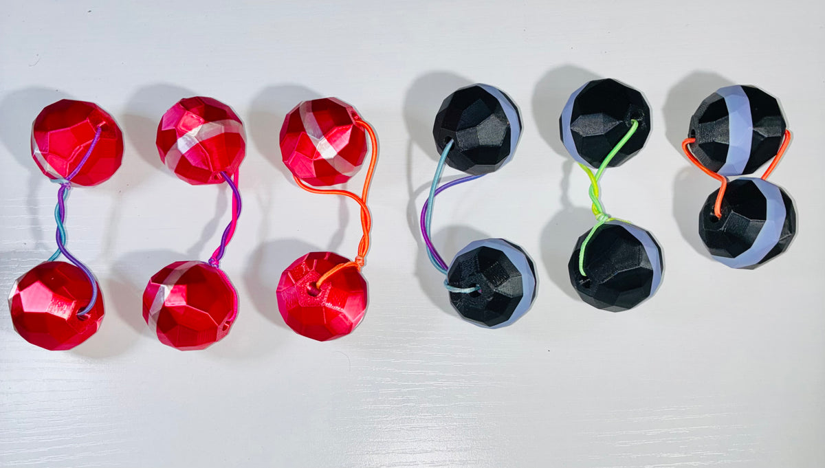 Sphere Ponytail holder (lg)ruby red, lavender, blk.