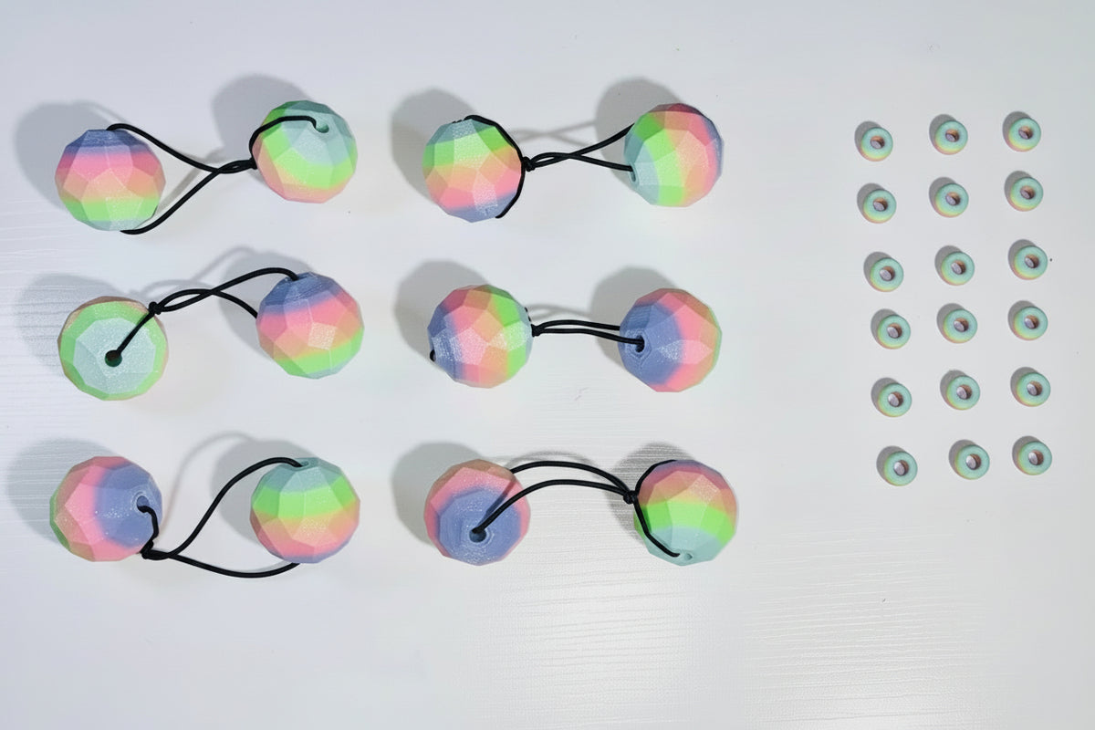 Sphere Ponytail holder & beadette set (lg) unicorn colors