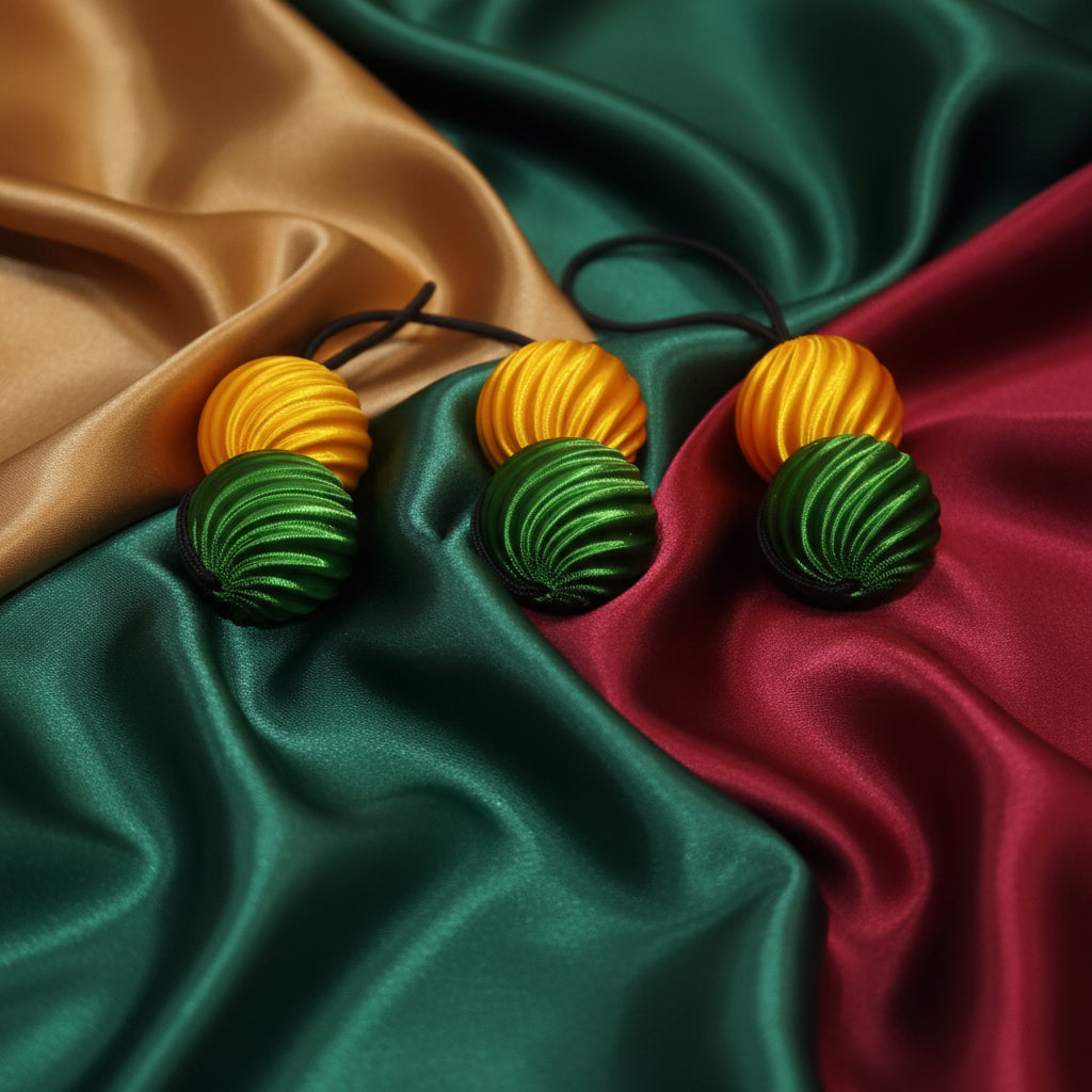 Small swirl drop ponytail holders (green, red, gold, holiday mix)