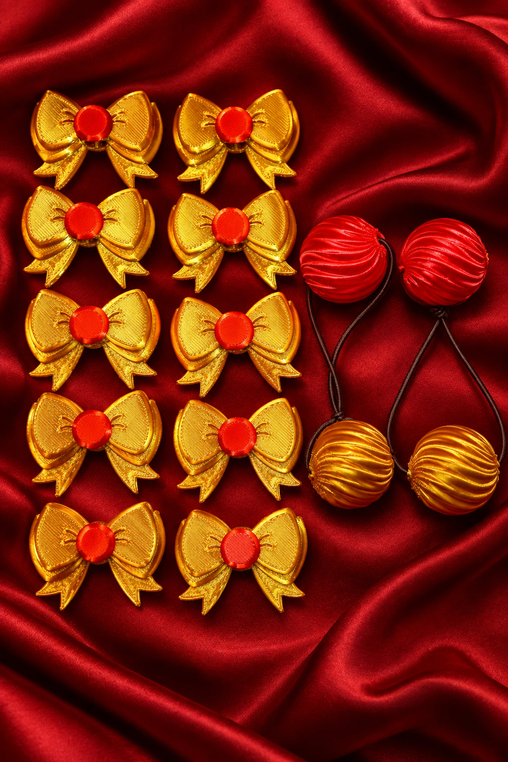 lg. Delightful Beadettes (gold,red) 2. Free ponytail holder