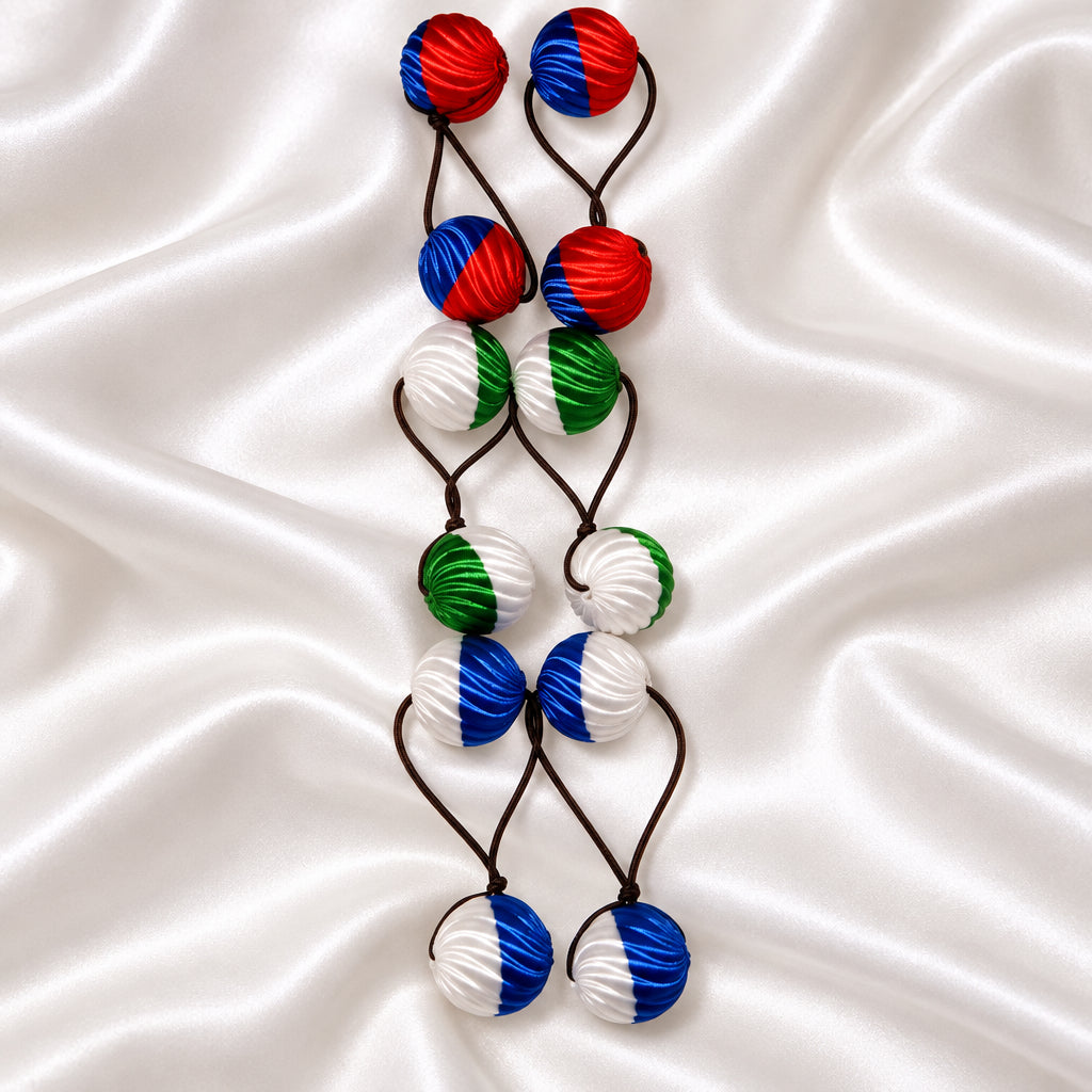Sm.Swirl drop ponytail holders (red, green, blue, white)