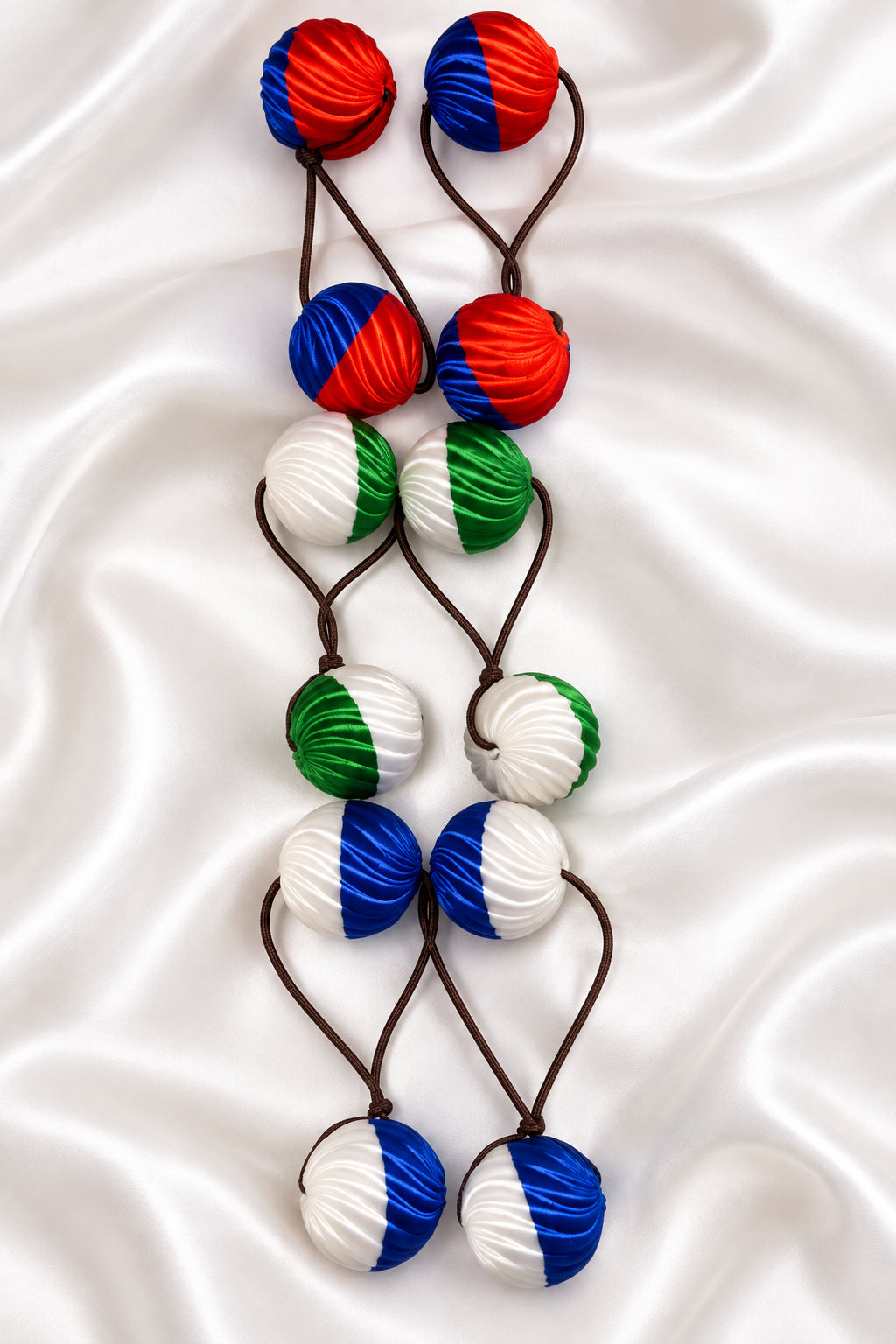 Sm.Swirl drop ponytail holders (red, green, blue, white)