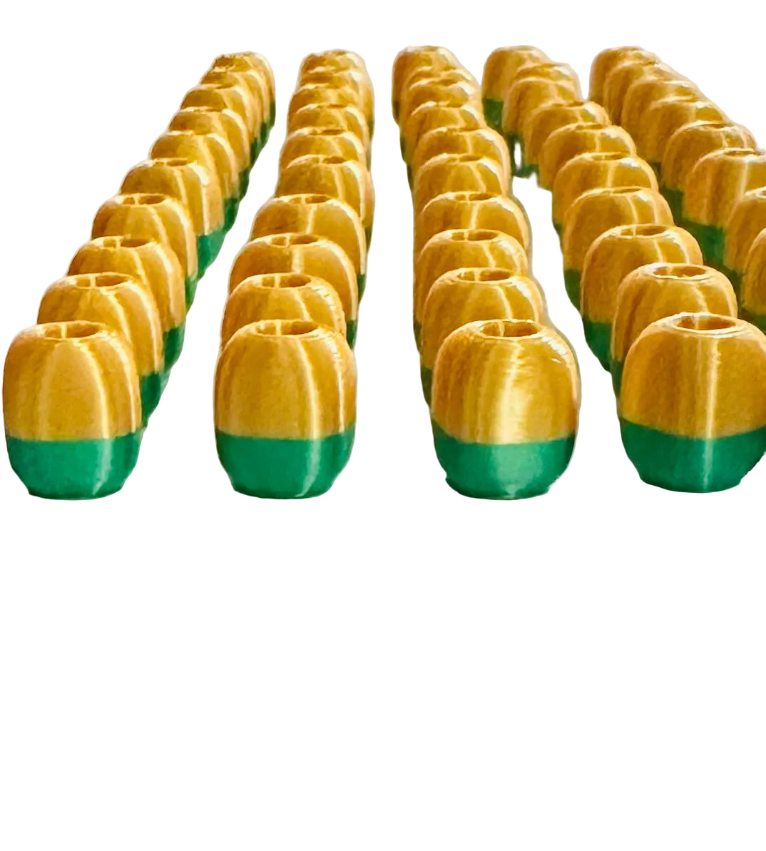 Sphere Ponytail holder & beadette set (lg)green & gold