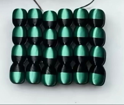 Sphere Ponytail holder beadette set (lg) green & black