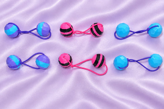 Sphere Ponytail holder (lg)pink, blk, purple mix