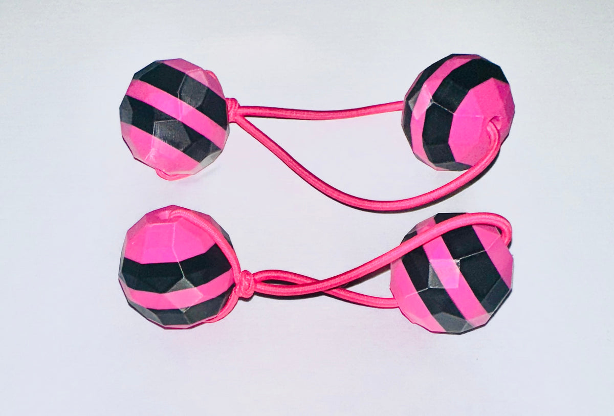 Sphere Ponytail holder (lg)pink, blk, purple mix