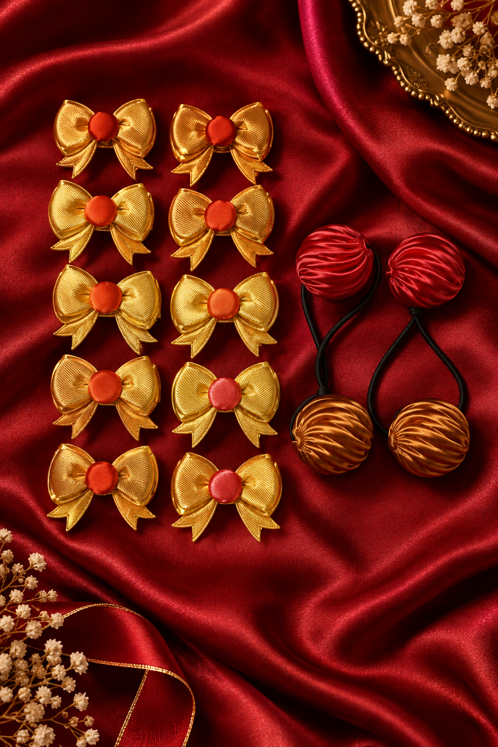 lg. Delightful Beadettes (gold,red) 2. Free ponytail holder