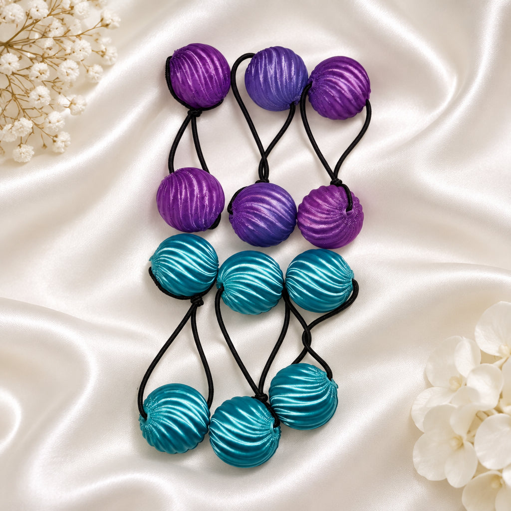 Small swirl drop ponytail holder (blue, Purple)