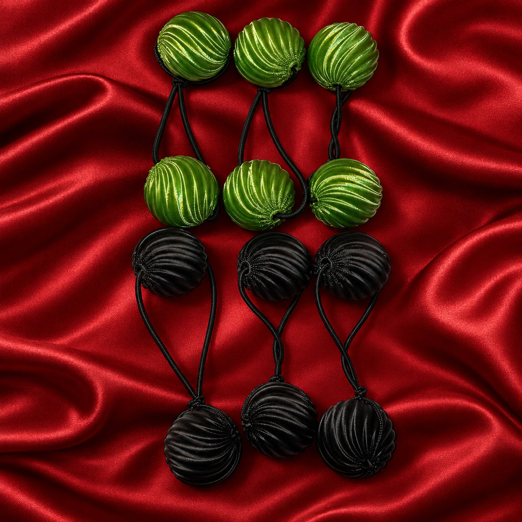 Small swirl drop ponytail holders (olive green, black)