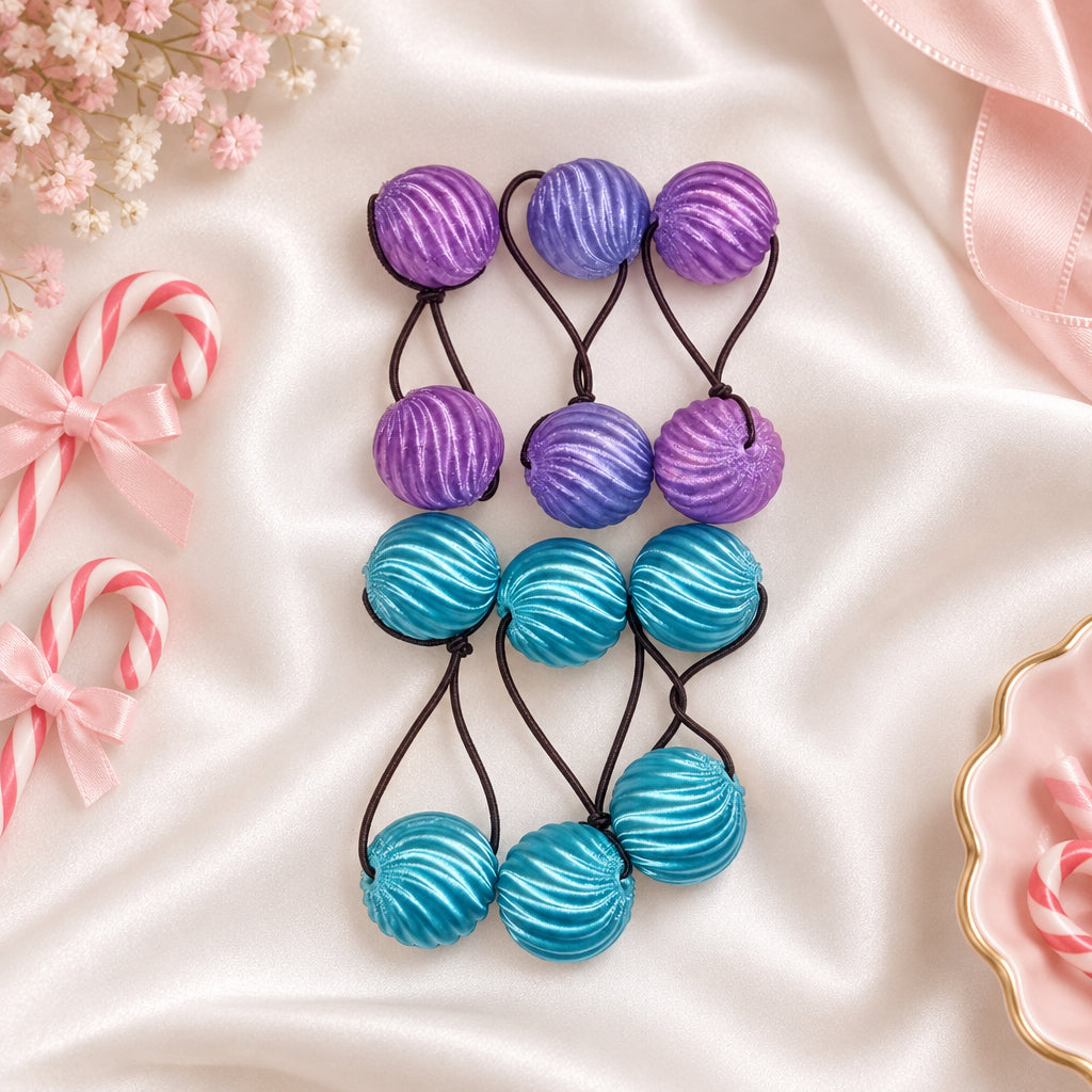 Small swirl drop ponytail holder (blue, Purple)