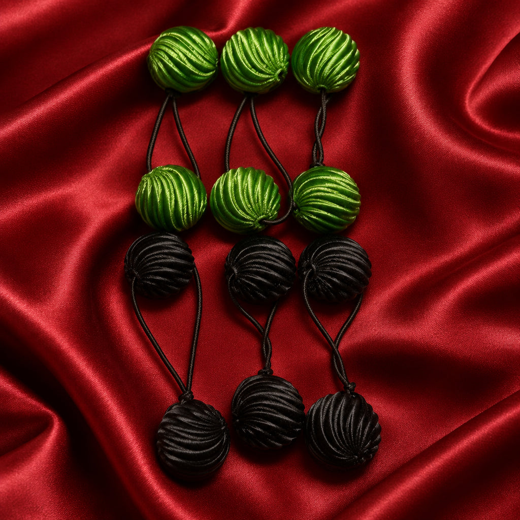 Small swirl drop ponytail holders (olive green, black)