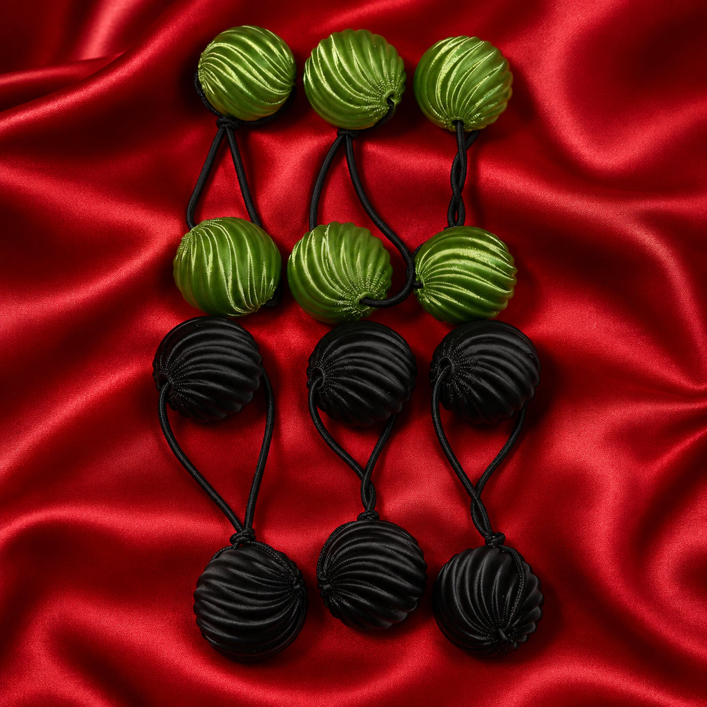 Small swirl drop ponytail holders (olive green, black)