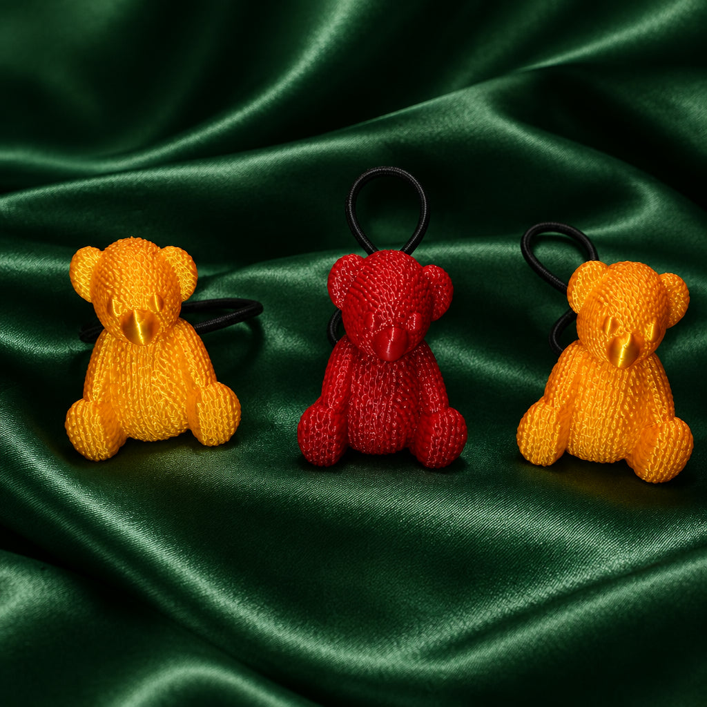 Delightful sweater Bear ponytail holders (yellow, burgundy)
