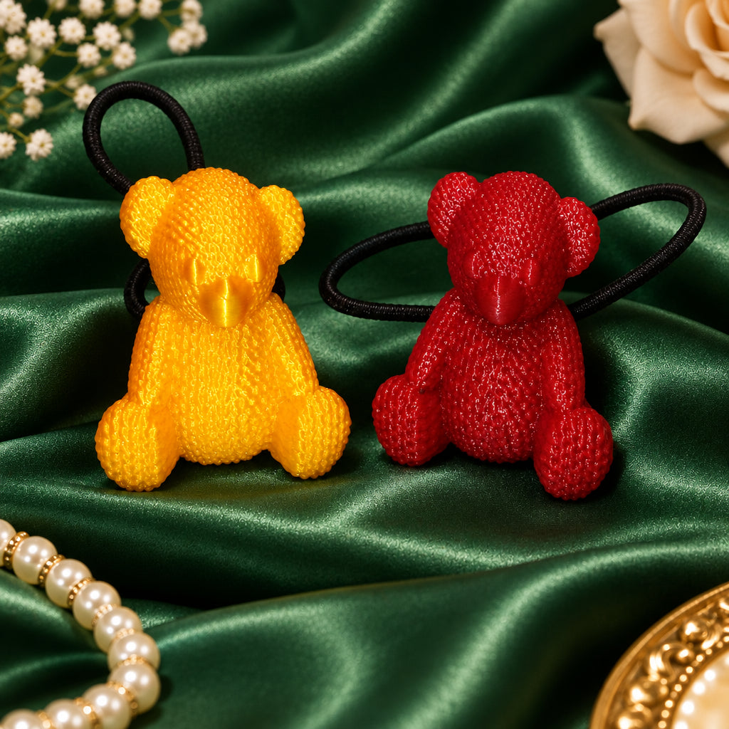 Delightful sweater Bear ponytail holders (yellow, burgundy)