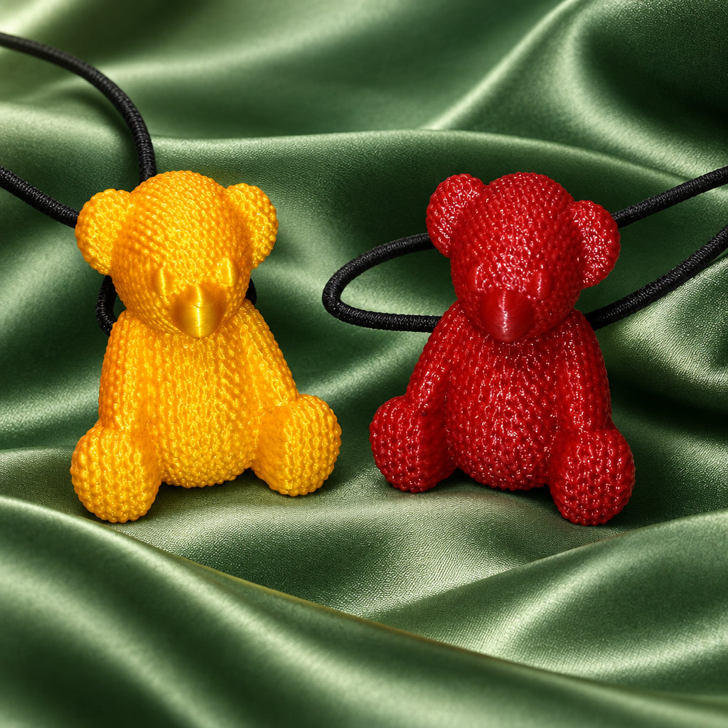 Delightful sweater Bear ponytail holders (yellow, burgundy)