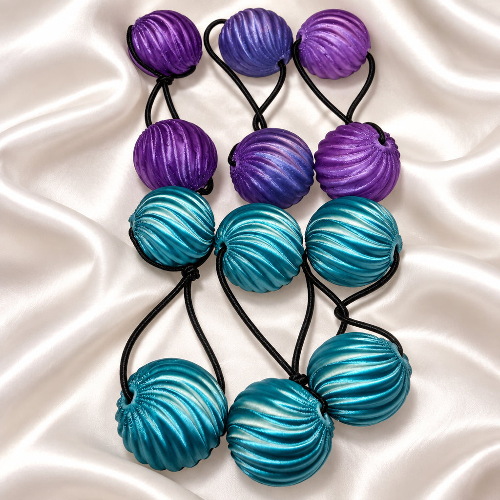 Small swirl drop ponytail holder (blue, Purple)